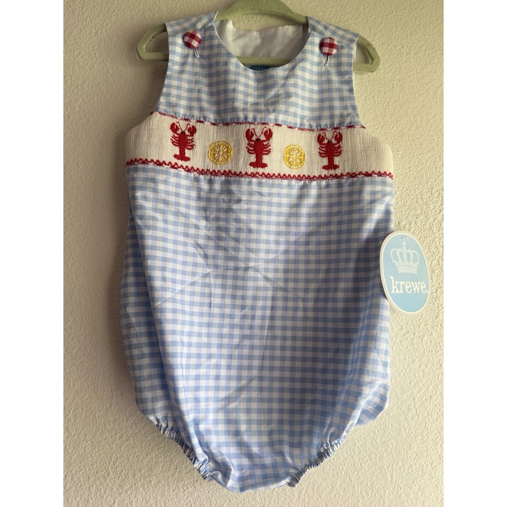 New Krewe Boys Smocked Lobster Crawfish Size 24month Bubble Romper